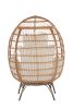 Wicker Egg Chair, Oversized Indoor Outdoor Lounger for Patio, Backyard, Living Room w/ 5 Cushions, Steel Frame, 440lb Capacity - Beige