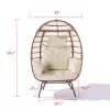 Wicker Egg Chair, Oversized Indoor Outdoor Lounger for Patio, Backyard, Living Room w/ 5 Cushions, Steel Frame, 440lb Capacity - Beige